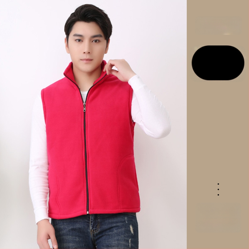 Работна жилетка от полиестер със флисово подплътяване, стояща яка, цип за закопчаване, странични джобове, за есен и зима