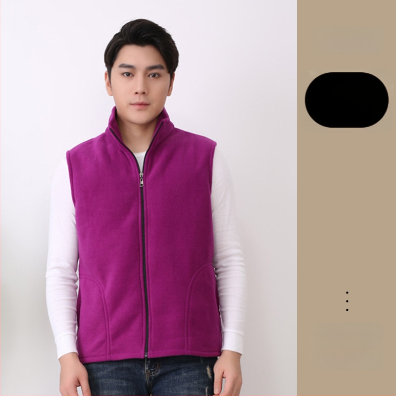 Работна жилетка от полиестер със флисово подплътяване, стояща яка, цип за закопчаване, странични джобове, за есен и зима