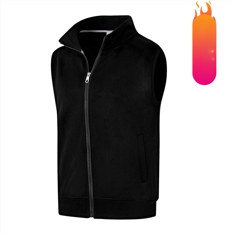 Работна жилетка от полиестер със флисово подплътяване, стояща яка, цип за закопчаване, странични джобове, за есен и зима