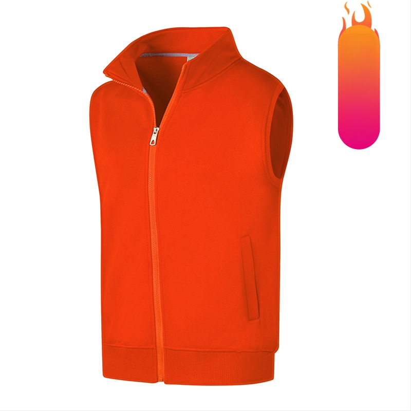 Работна жилетка от полиестер със флисово подплътяване, стояща яка, цип за закопчаване, странични джобове, за есен и зима
