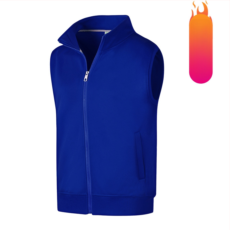 Работна жилетка от полиестер със флисово подплътяване, стояща яка, цип за закопчаване, странични джобове, за есен и зима