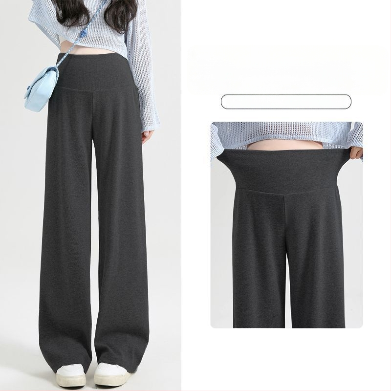 Nėščiųjų plačių kelnių su žemu juosmeniu, be spaudimo pilvui, Chenille pamušalas