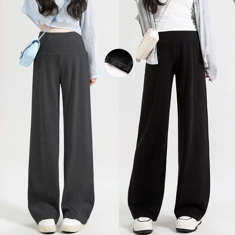 Nėščiųjų plačių kelnių su žemu juosmeniu, be spaudimo pilvui, Chenille pamušalas