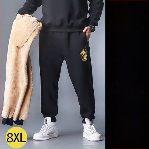 Vīriešu velveteena sporta bikses ar fleece iekšdējais oderējums, brīvs piegriezums, augsta josta, bieza ziemas bikses