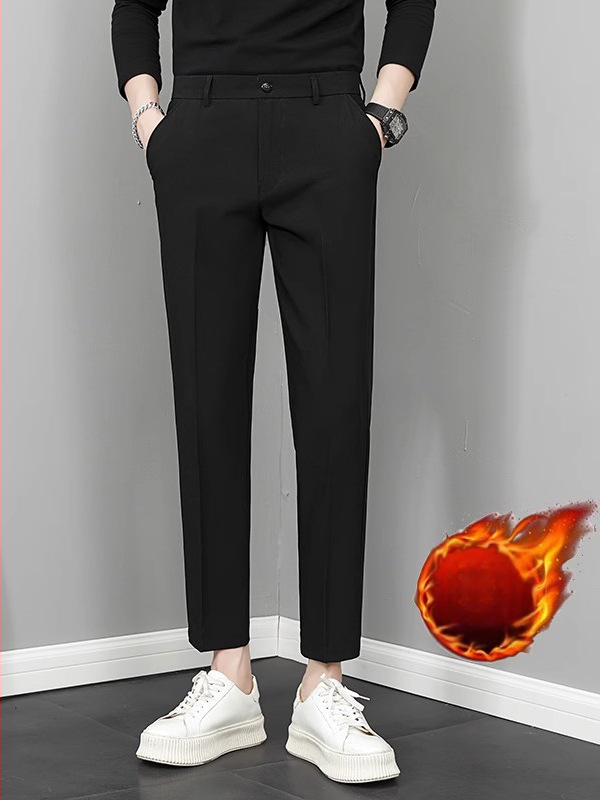 Vyriski tiesūs kelnes, 9/10 ilgio, vidurio liemuo, madingas stilius, pagrindinė medžiaga: triušio kailis