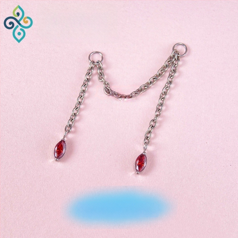 Naušnice od G23 titanijeve legure, unisex, oblik konjskog oka, dvostruka lančana spojka za uho, lanac kostiju uha, polirana površina