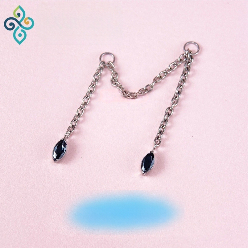 Naušnice od G23 titanijeve legure, unisex, oblik konjskog oka, dvostruka lančana spojka za uho, lanac kostiju uha, polirana površina