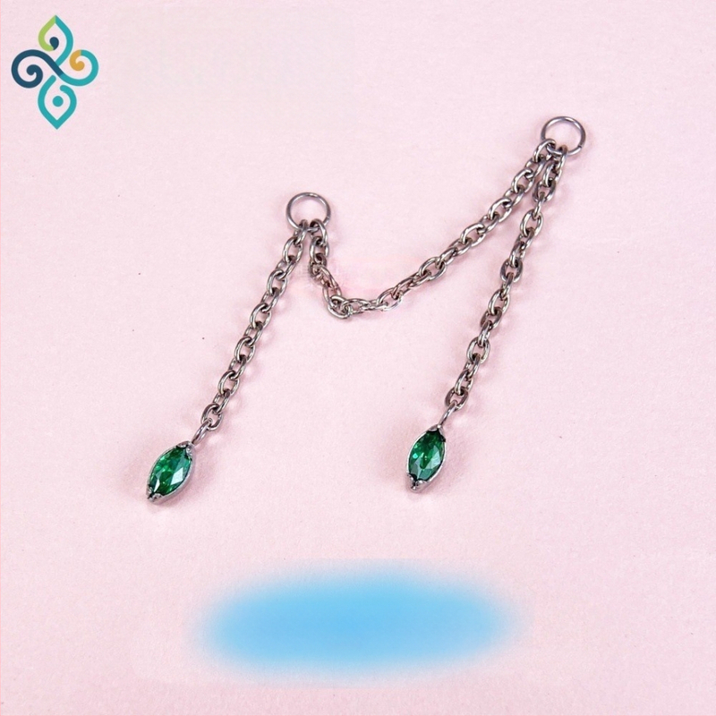 Naušnice od G23 titanijeve legure, unisex, oblik konjskog oka, dvostruka lančana spojka za uho, lanac kostiju uha, polirana površina