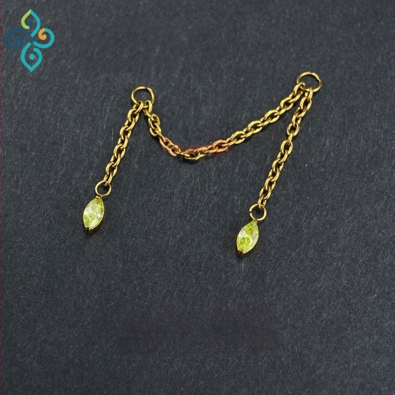 Naušnice od G23 titanijeve legure, unisex, oblik konjskog oka, dvostruka lančana spojka za uho, lanac kostiju uha, polirana površina