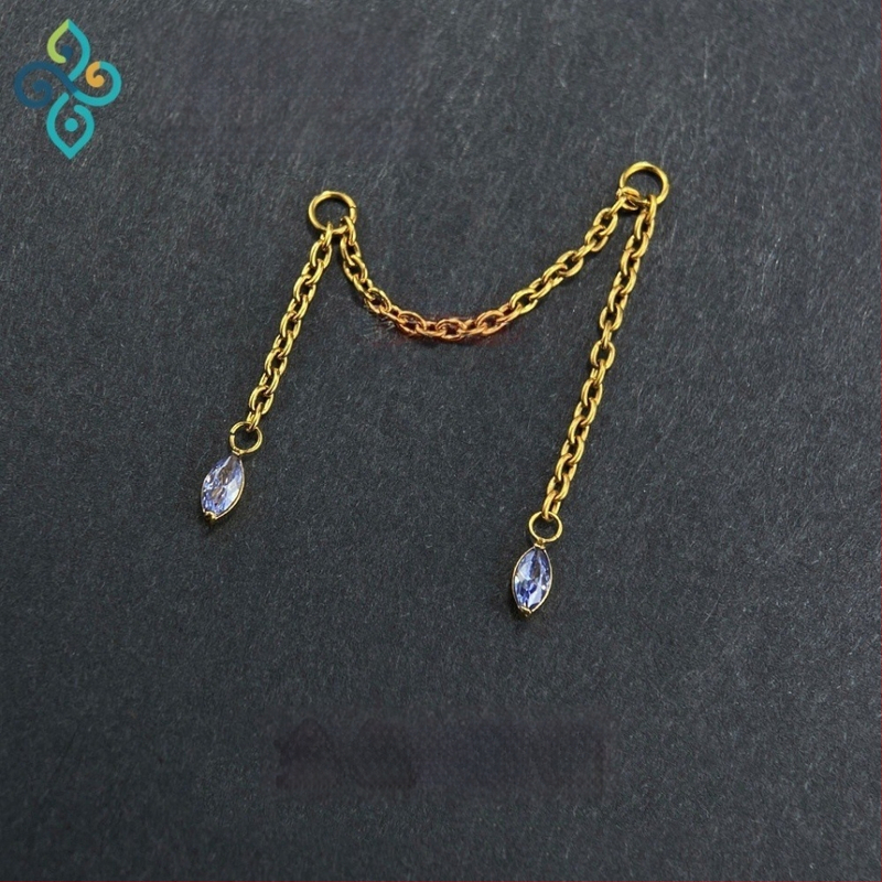 Naušnice od G23 titanijeve legure, unisex, oblik konjskog oka, dvostruka lančana spojka za uho, lanac kostiju uha, polirana površina