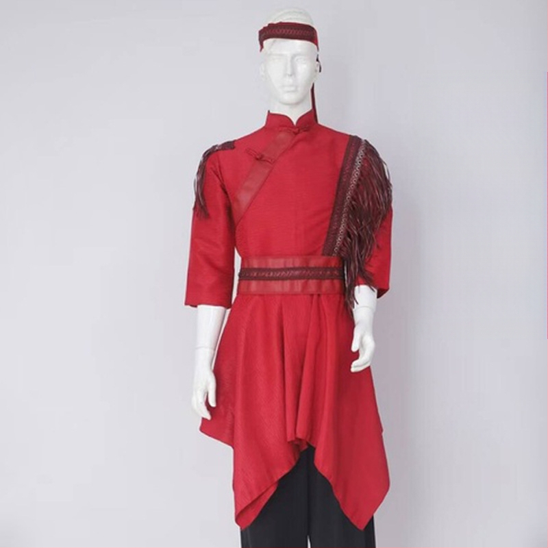 Mongolijas etniskā deju apģērbs vīriešiem – brīvs piegriezums, kardigan stila apģērbs ar seisa apkakli, garas piedurknes, 100% poliesteris