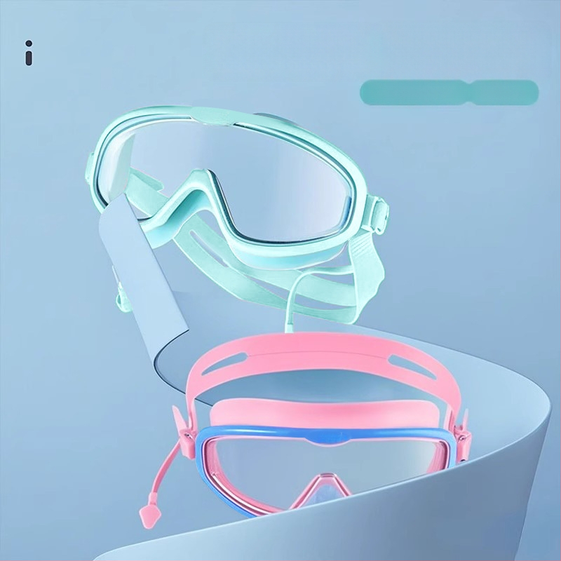 Σετ γυαλιών κολύμβησης για παιδιά με μεγάλο πλαίσιο και καπέλο κολύμβησης, PC φακοί, αντιθαμβωτικά και αδιάβροχα