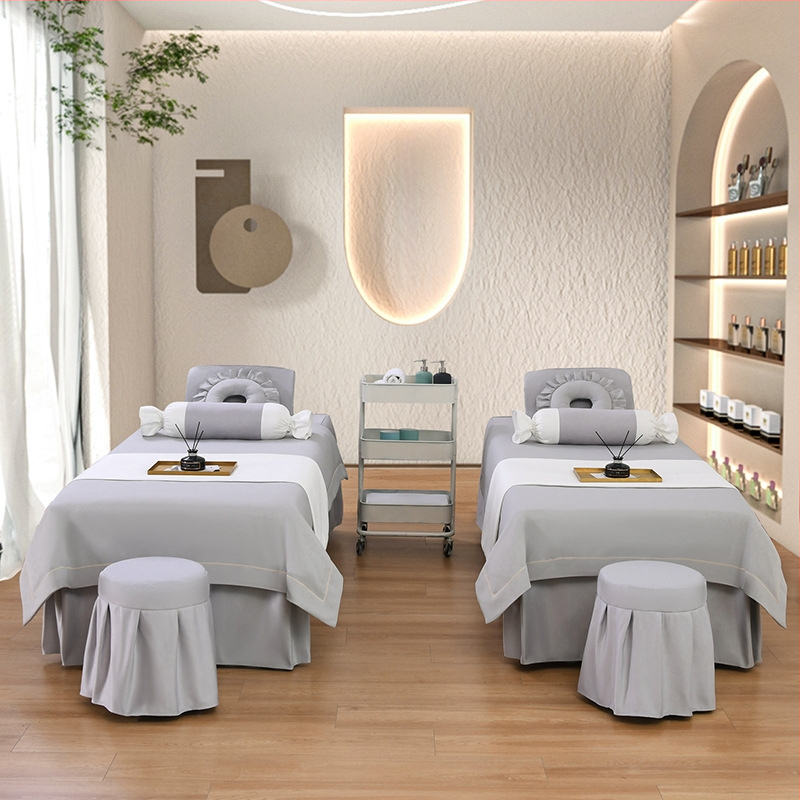 Četverodijelni set navlaka za beauty krevet, jednobojni, za krevet 0.9 m, twill tkanina, reaktivno bojanje