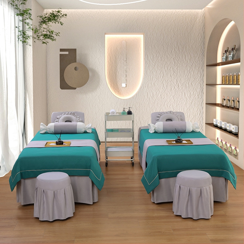 Četverodijelni set navlaka za beauty krevet, jednobojni, za krevet 0.9 m, twill tkanina, reaktivno bojanje