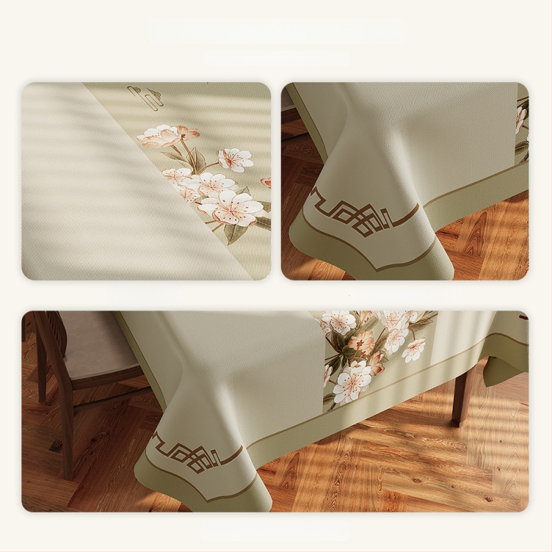 Naujo kinų stiliaus staltiesė, atspari vandeniui PVC, stačiakampio formos, gėlių raštas