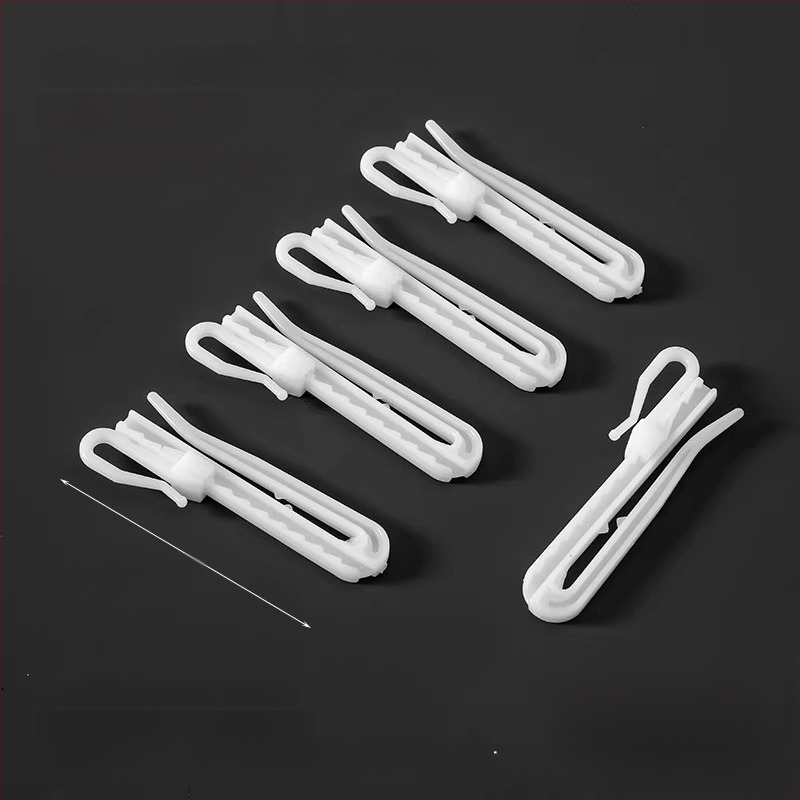 Plastikinis užuolaidų kabliukas, S formos dizainas, POM medžiaga, tylus reguliuojamas kėlimo kabliukas, apkrova 0–1 kg