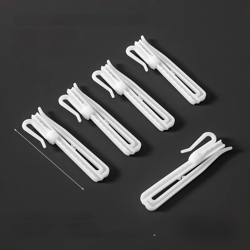 Plastikinis užuolaidų kabliukas, S formos dizainas, POM medžiaga, tylus reguliuojamas kėlimo kabliukas, apkrova 0–1 kg