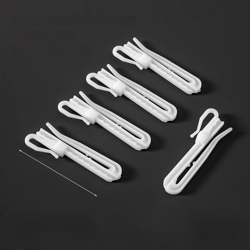 Plastikinis užuolaidų kabliukas, S formos dizainas, POM medžiaga, tylus reguliuojamas kėlimo kabliukas, apkrova 0–1 kg