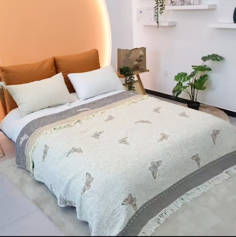 Βαμβακερή κάλυψη κρεβατιού τύπου πετσέτας-κουβέρτας, 1,6–2 kg, για άνοιξη και φθινόπωρο, με αντίδραση εκτύπωσης