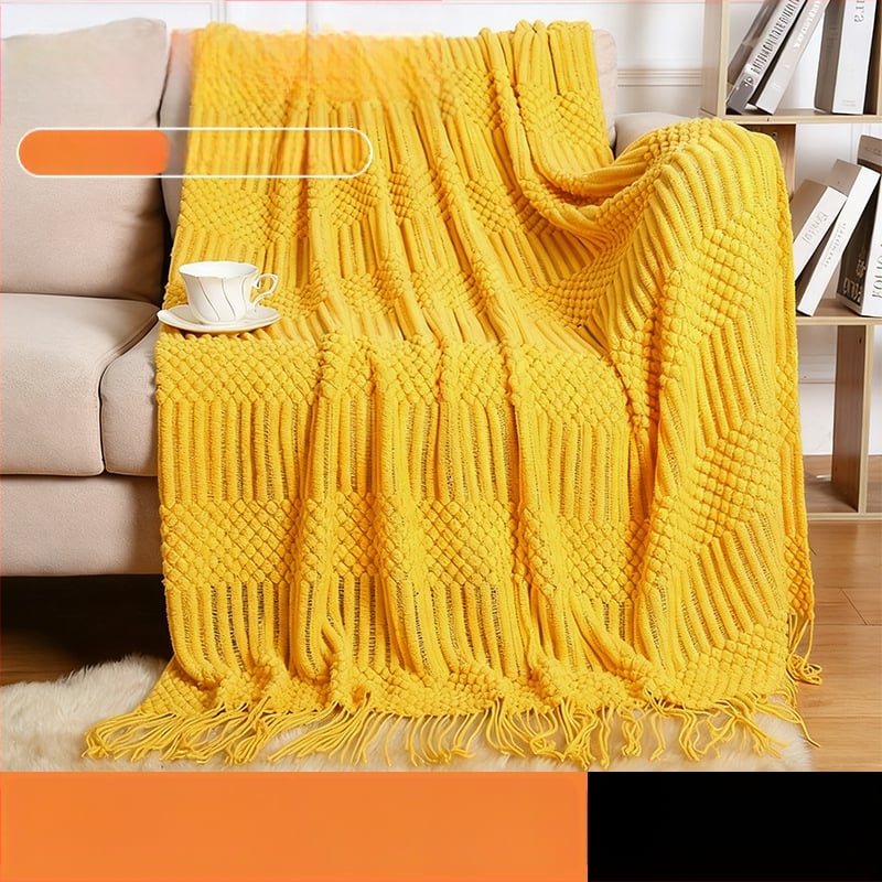 Σκανδιναβικό πλεκτό ριχτάρι καναπέ, ακρυλικό νήμα, 300–499 g, για όλες τις εποχές