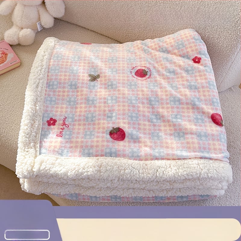 Κουβέρτα από βελούρ γάλακτος – πολλαπλών χρήσεων για τον χειμώνα, μοτίβα καρτούν: καρδιά, γεωμετρία, τετράγωνα; προσαρμογή διαθέσιμη