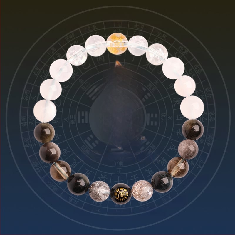 Гривна от Петте Елементи с кристали — унисекс, полирани естествени кристални камъни, Spring 2025, марка Sincerity Stone