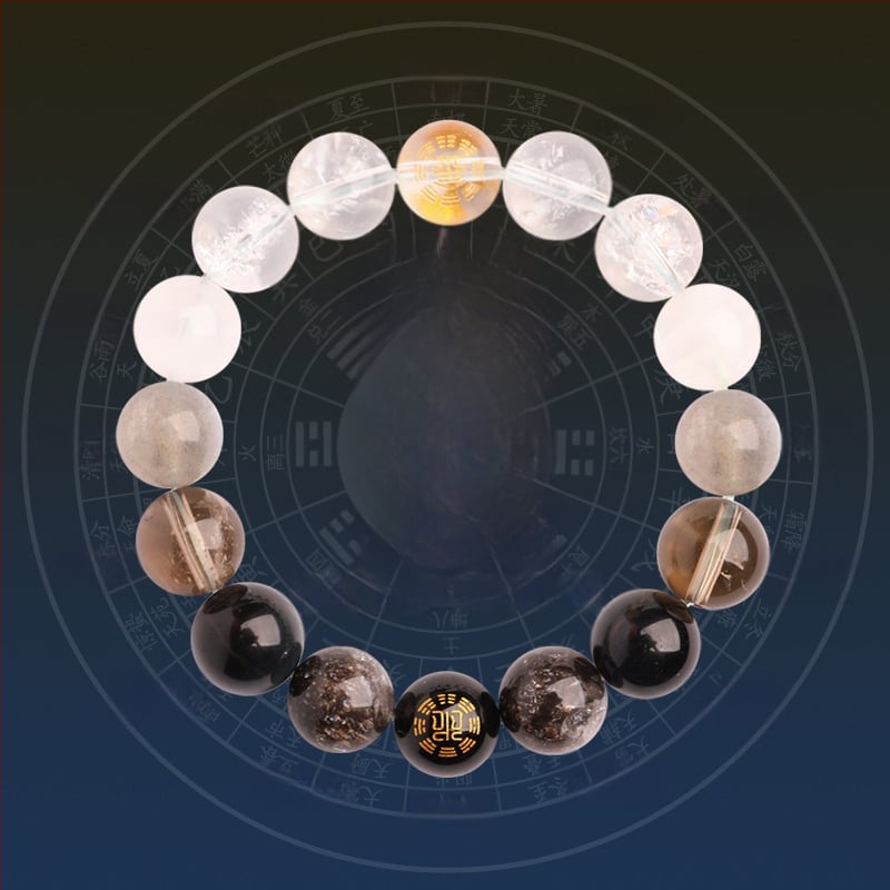 Гривна от Петте Елементи с кристали — унисекс, полирани естествени кристални камъни, Spring 2025, марка Sincerity Stone