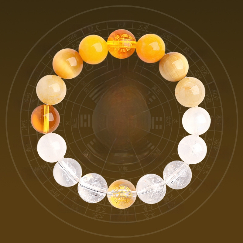 Гривна от Петте Елементи с кристали — унисекс, полирани естествени кристални камъни, Spring 2025, марка Sincerity Stone