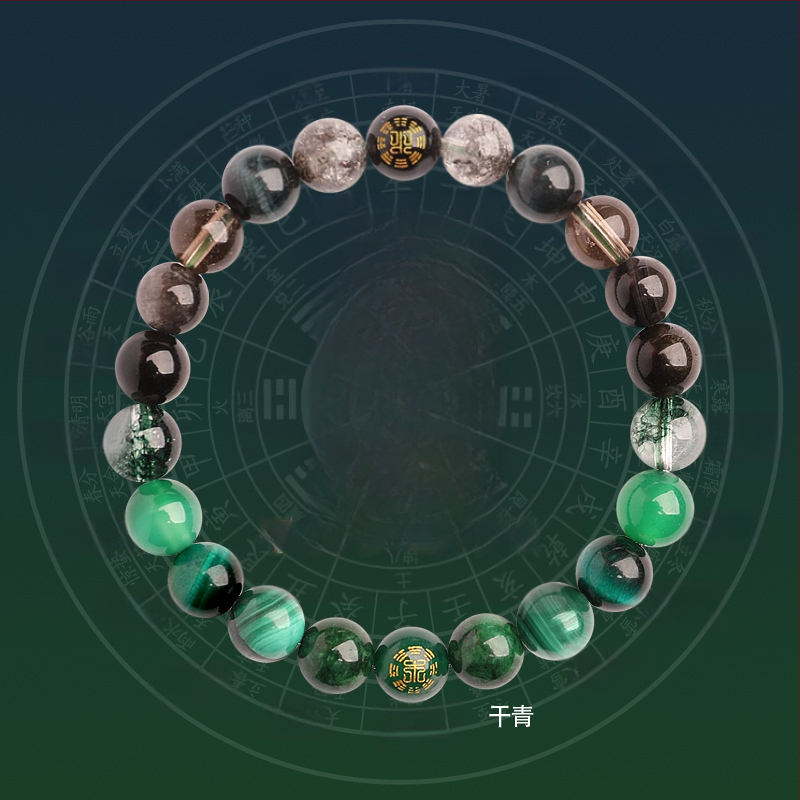 Гривна от Петте Елементи с кристали — унисекс, полирани естествени кристални камъни, Spring 2025, марка Sincerity Stone