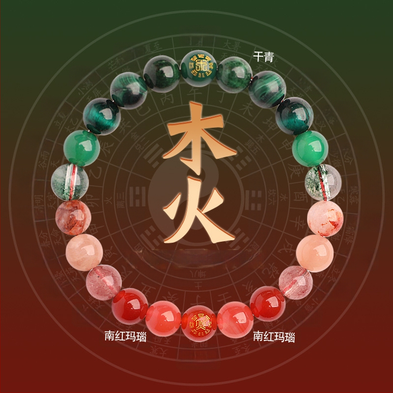 Гривна от Петте Елементи с кристали — унисекс, полирани естествени кристални камъни, Spring 2025, марка Sincerity Stone