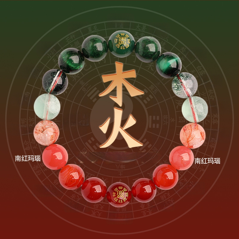 Гривна от Петте Елементи с кристали — унисекс, полирани естествени кристални камъни, Spring 2025, марка Sincerity Stone