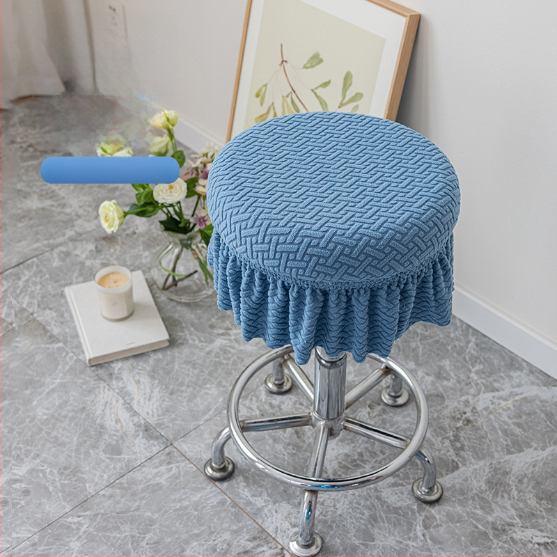 Okrugla navlaka za okretne stolice; zaštitna jastučnica za barske stolice i stolice za beauty/kozmetičke salone; protuklizna, otporna na habanje i prašinu; poliester; moderan minimalistički stil; geometrijski uzorak.