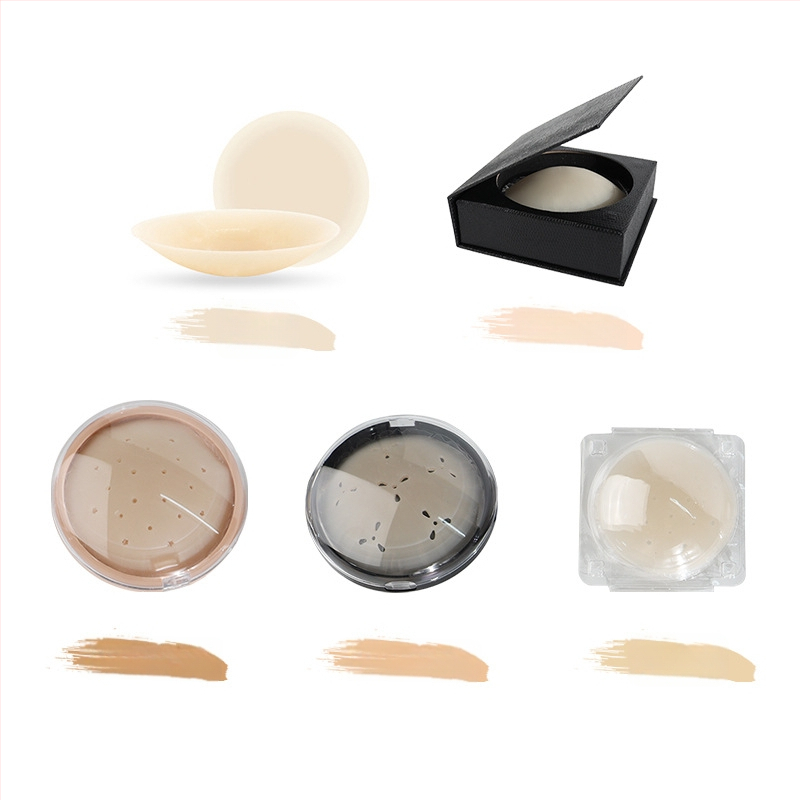 Szilikon melltapaszok - ultra vékony, légáteresztő és láthatatlan; kör alakú mellbimbóforma, fényes felület, üreges dizájn.