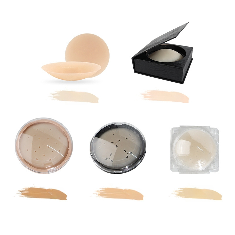 Szilikon melltapaszok - ultra vékony, légáteresztő és láthatatlan; kör alakú mellbimbóforma, fényes felület, üreges dizájn.