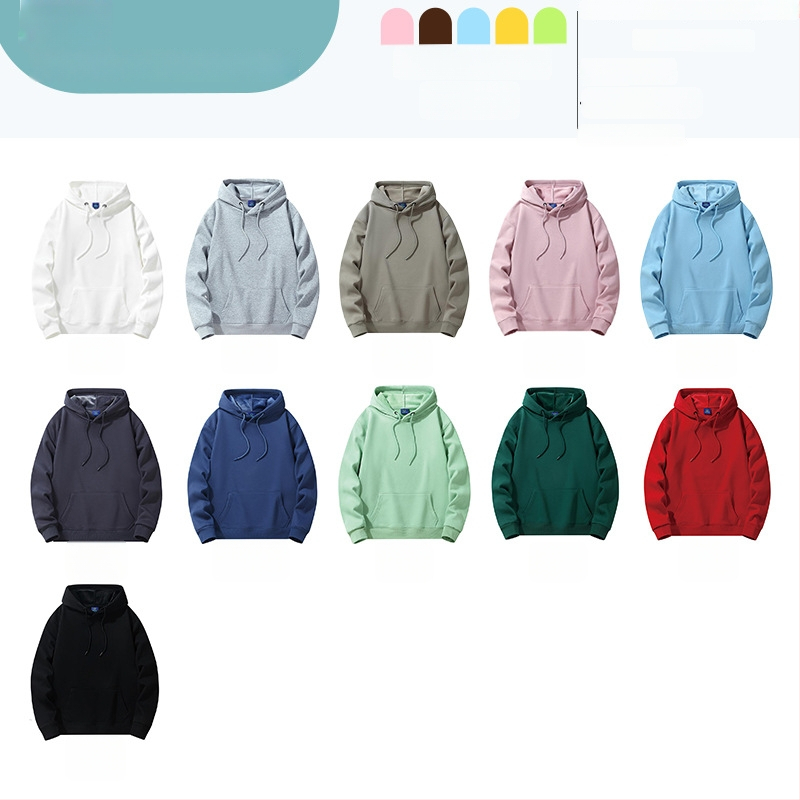 Medvilninis džemperis su gobtuvu, ilgomis rankovėmis, stora medžiaga, pritaikytas logotipo atspaudas klasės uniformai, rudens-žiema