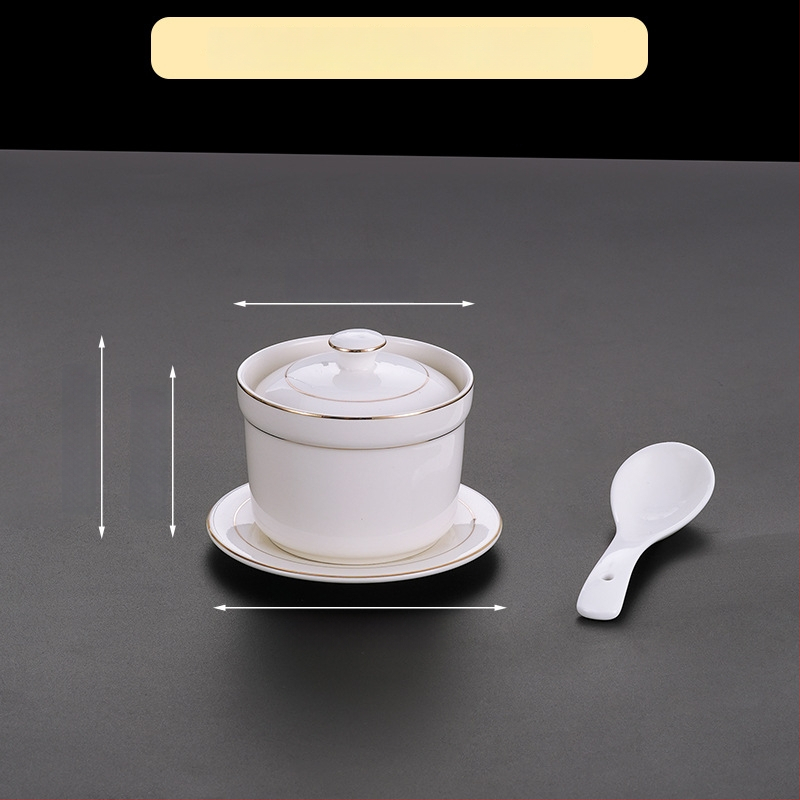 Portselanist kauss hotellidele, kaasaegse minimalistliku disainiga; sobib suppidele, hautistele ja aurutatud munadele; ärikingitus