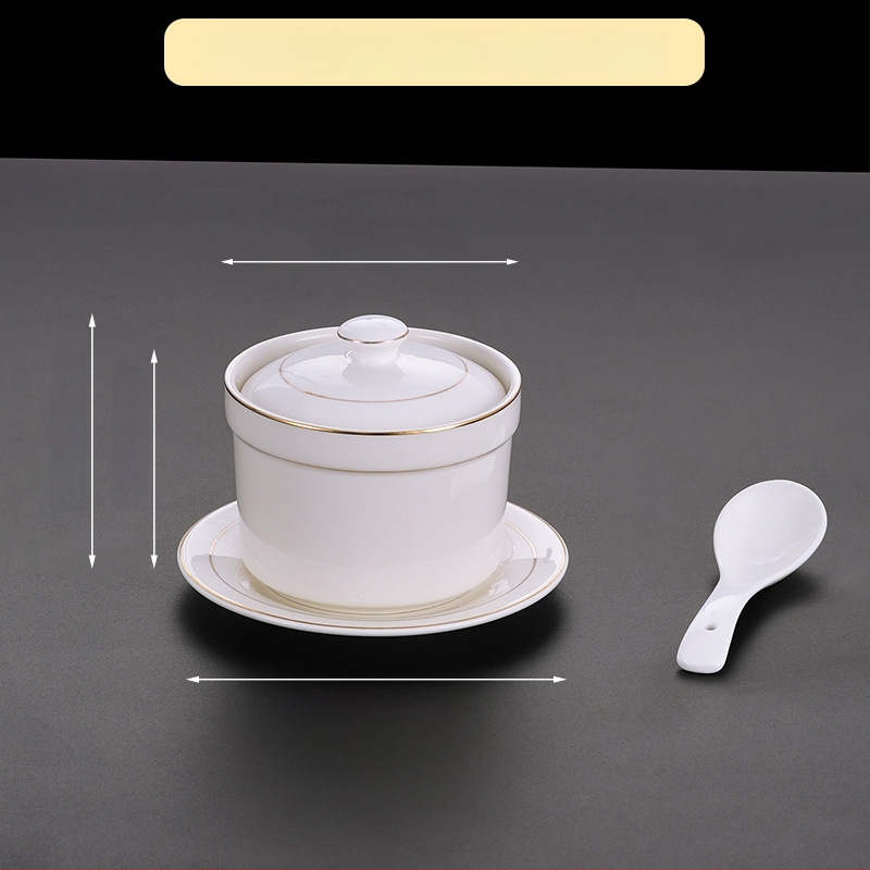 Portselanist kauss hotellidele, kaasaegse minimalistliku disainiga; sobib suppidele, hautistele ja aurutatud munadele; ärikingitus