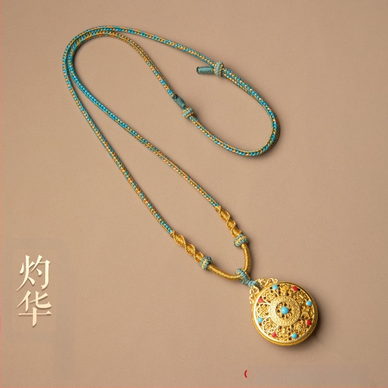 Virvės pakabukas kaklo vėrinys, rankų audimo, reguliuojamas virvė, Craftsman juvelyrika, ruduo 2024