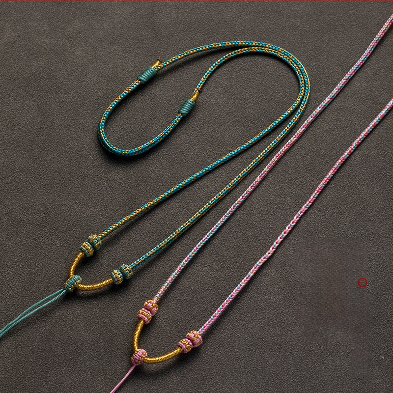 Virvės pakabukas kaklo vėrinys, rankų audimo, reguliuojamas virvė, Craftsman juvelyrika, ruduo 2024