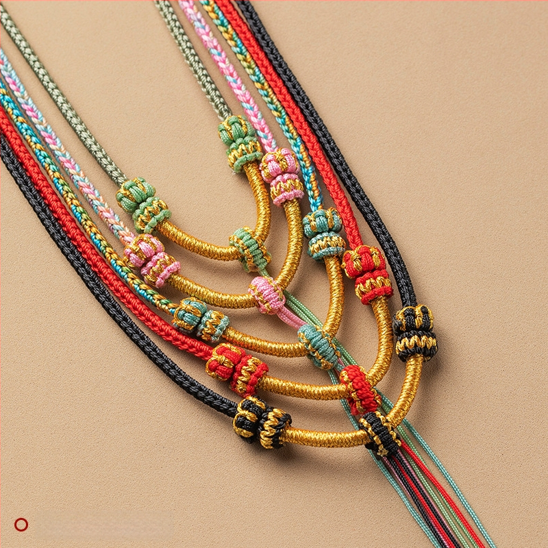 Virvės pakabukas kaklo vėrinys, rankų audimo, reguliuojamas virvė, Craftsman juvelyrika, ruduo 2024