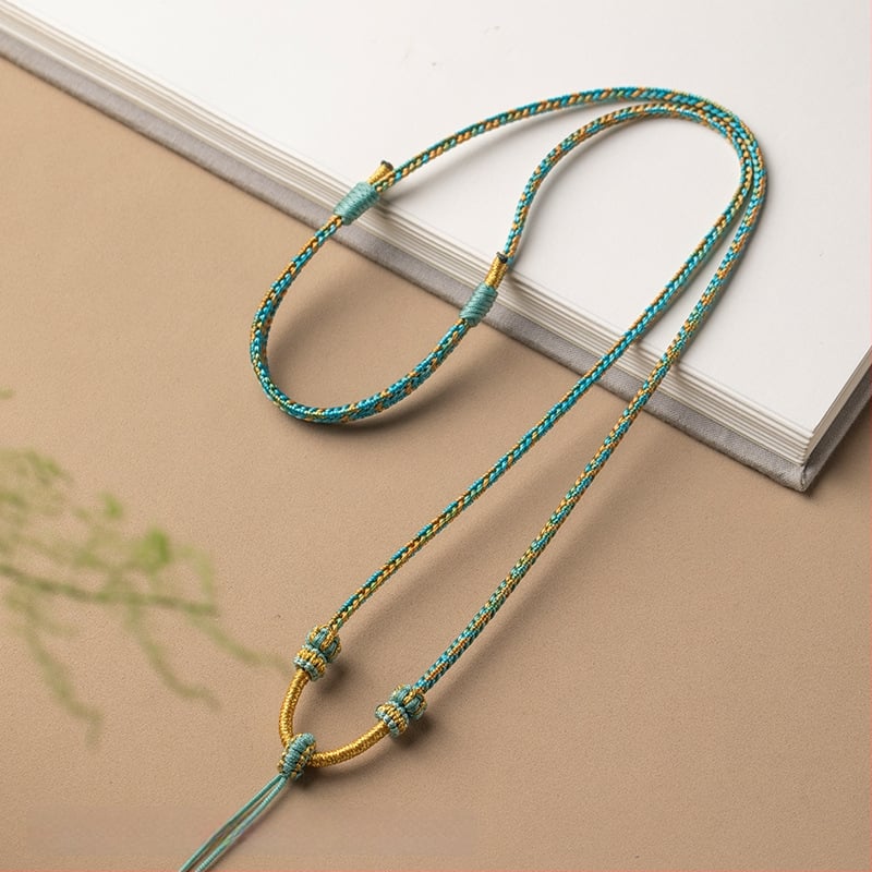 Virvės pakabukas kaklo vėrinys, rankų audimo, reguliuojamas virvė, Craftsman juvelyrika, ruduo 2024
