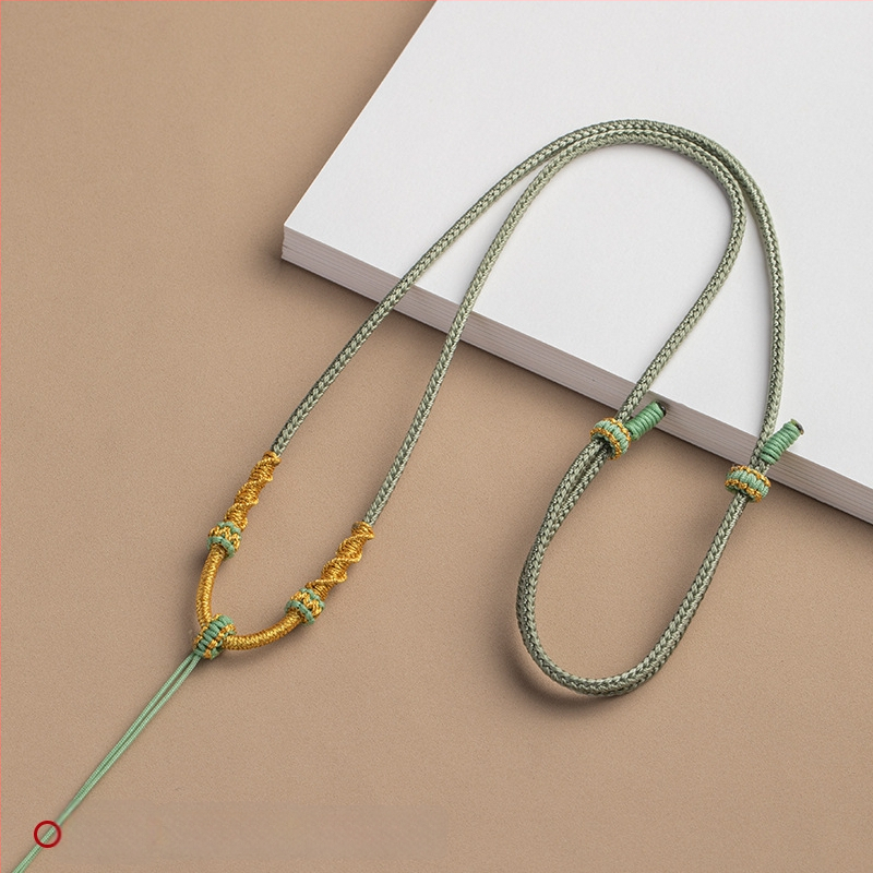 Virvės pakabukas kaklo vėrinys, rankų audimo, reguliuojamas virvė, Craftsman juvelyrika, ruduo 2024