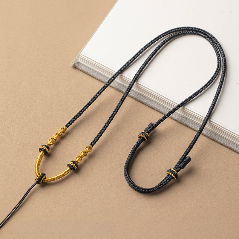 Virvės pakabukas kaklo vėrinys, rankų audimo, reguliuojamas virvė, Craftsman juvelyrika, ruduo 2024