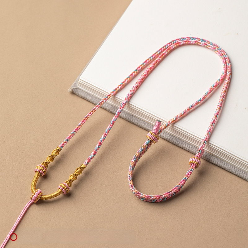 Virvės pakabukas kaklo vėrinys, rankų audimo, reguliuojamas virvė, Craftsman juvelyrika, ruduo 2024
