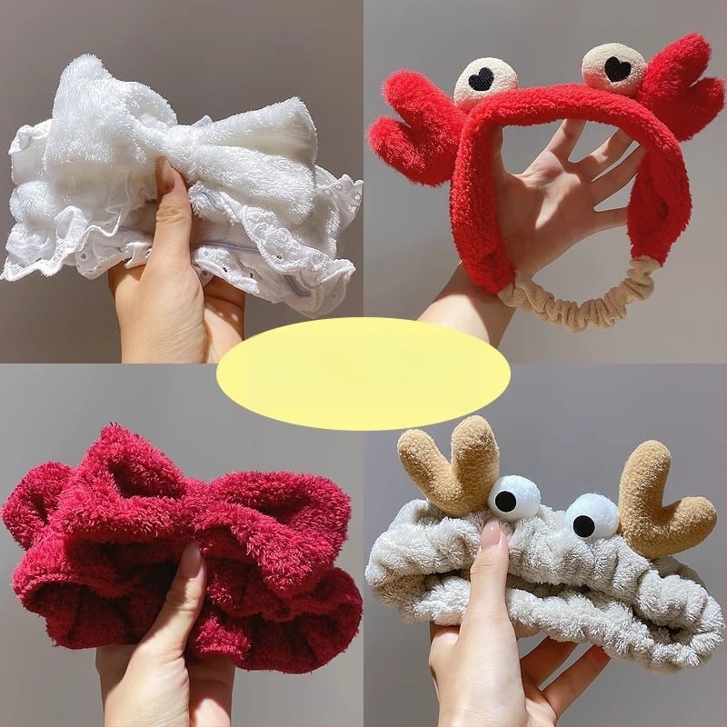 Pliša sejas mazgāšanas galvas lente ar truša ausīm – Korejas stila, unisex geometrisks galvas aksesuārs, rudens 2023