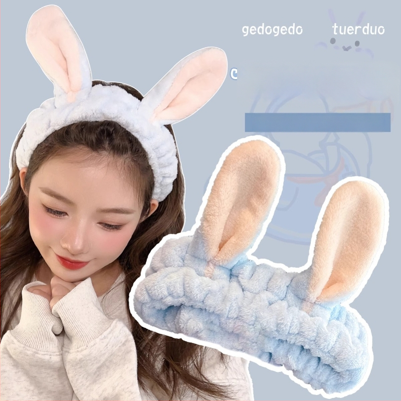 Pliša sejas mazgāšanas galvas lente ar truša ausīm – Korejas stila, unisex geometrisks galvas aksesuārs, rudens 2023