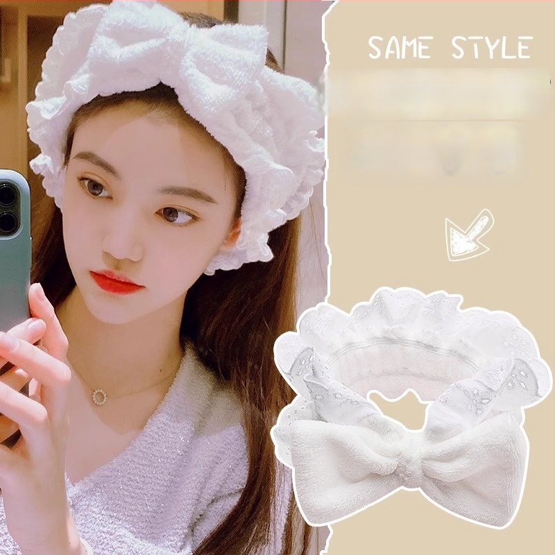 Pliša sejas mazgāšanas galvas lente ar truša ausīm – Korejas stila, unisex geometrisks galvas aksesuārs, rudens 2023