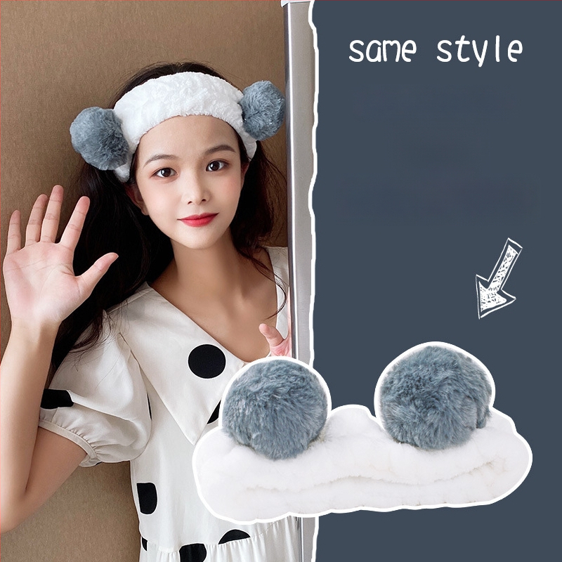 Pliša sejas mazgāšanas galvas lente ar truša ausīm – Korejas stila, unisex geometrisks galvas aksesuārs, rudens 2023