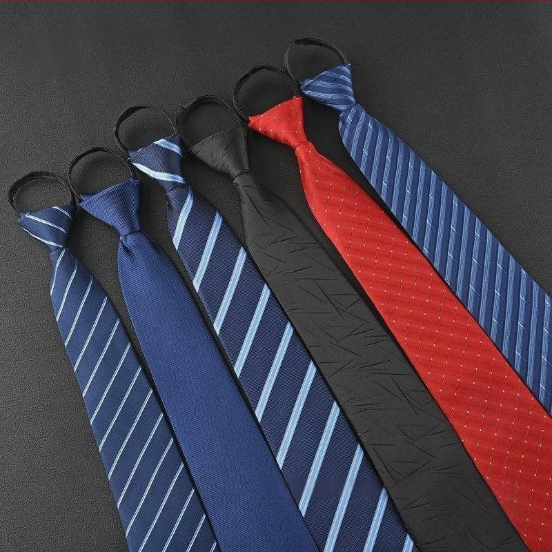 Клипса за вратовръзка - без връзване, модел с райета и мотив цветя за яка, мъжки аксесоар