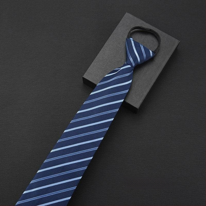 Клипса за вратовръзка - без връзване, модел с райета и мотив цветя за яка, мъжки аксесоар